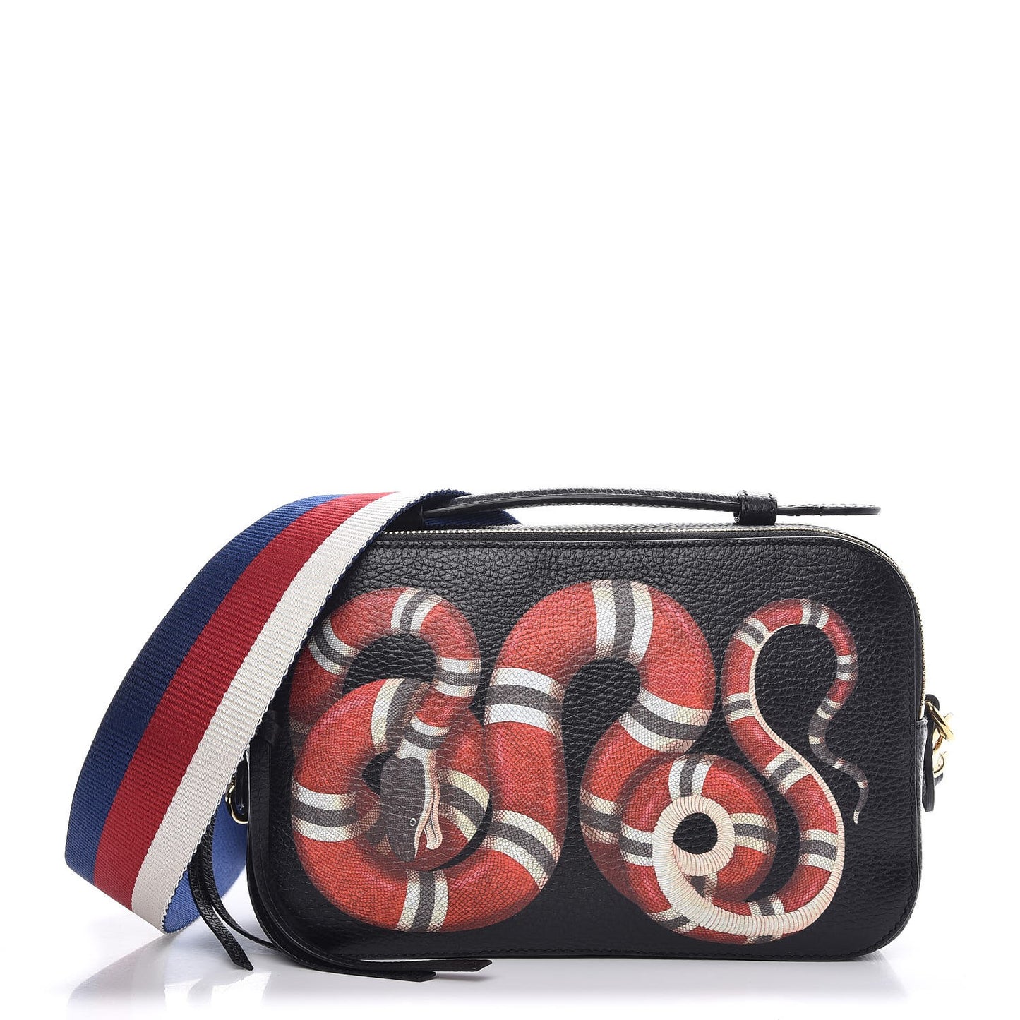 Grained Calfskin Sylvie Web Kingsnake Small Camera Bag Black Multicolor