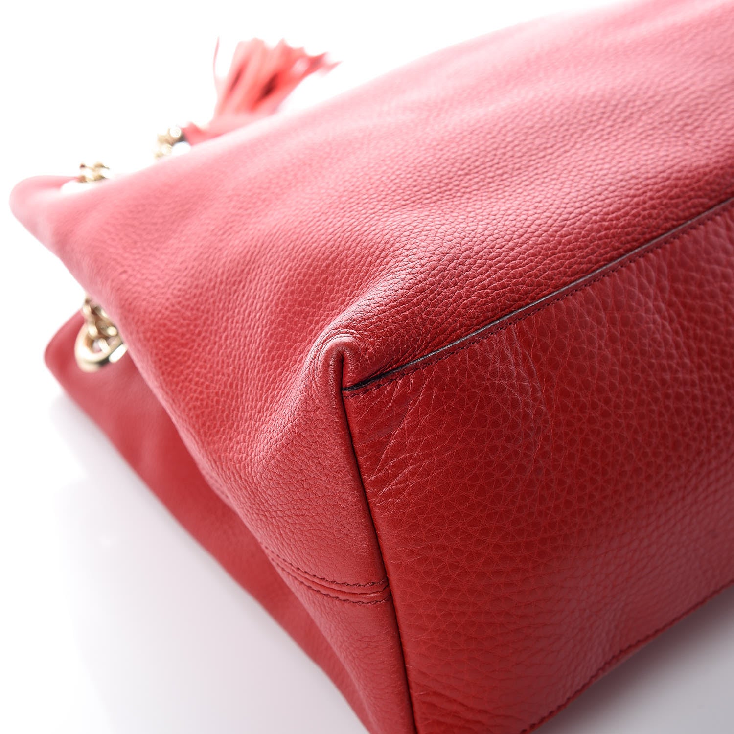 Gucci Pebbled Calfskin Medium Soho Chain Shoulder Bag Tabasco Red 13 of 13