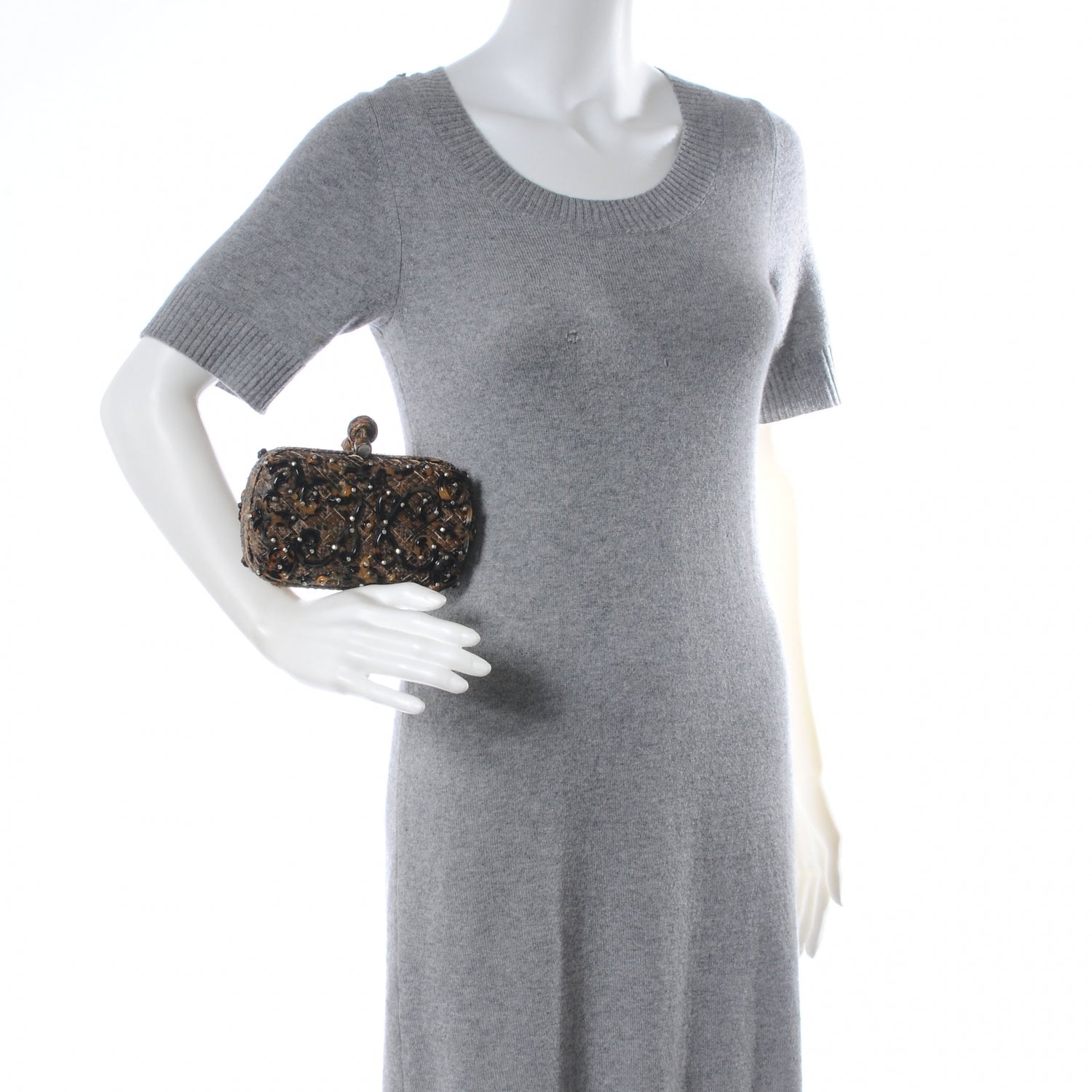 Bottega Veneta Python Tortoise Knot Clutch 2 of 6