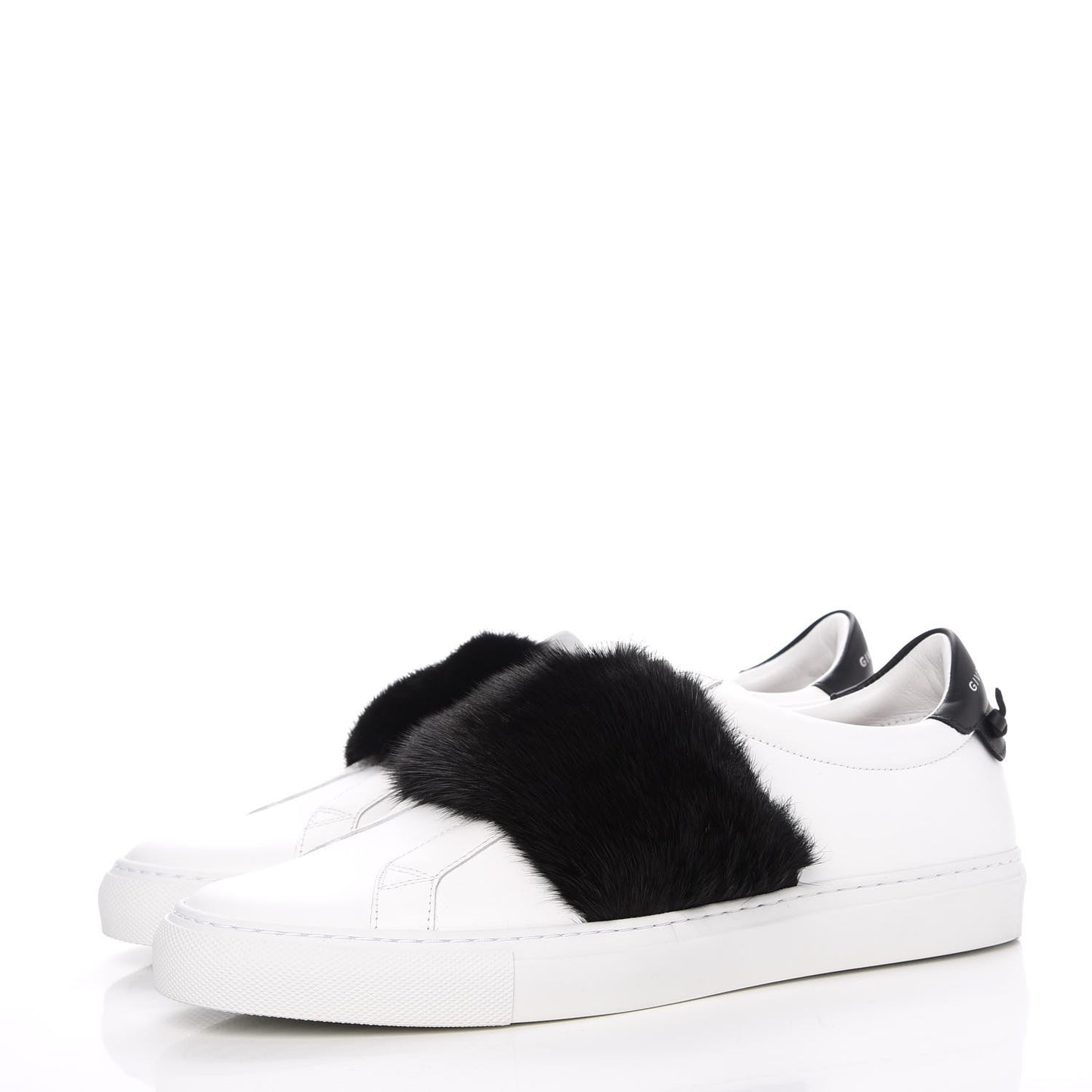 Calfskin Mink Fur Womens Urban Street Sneakers 41 White Black