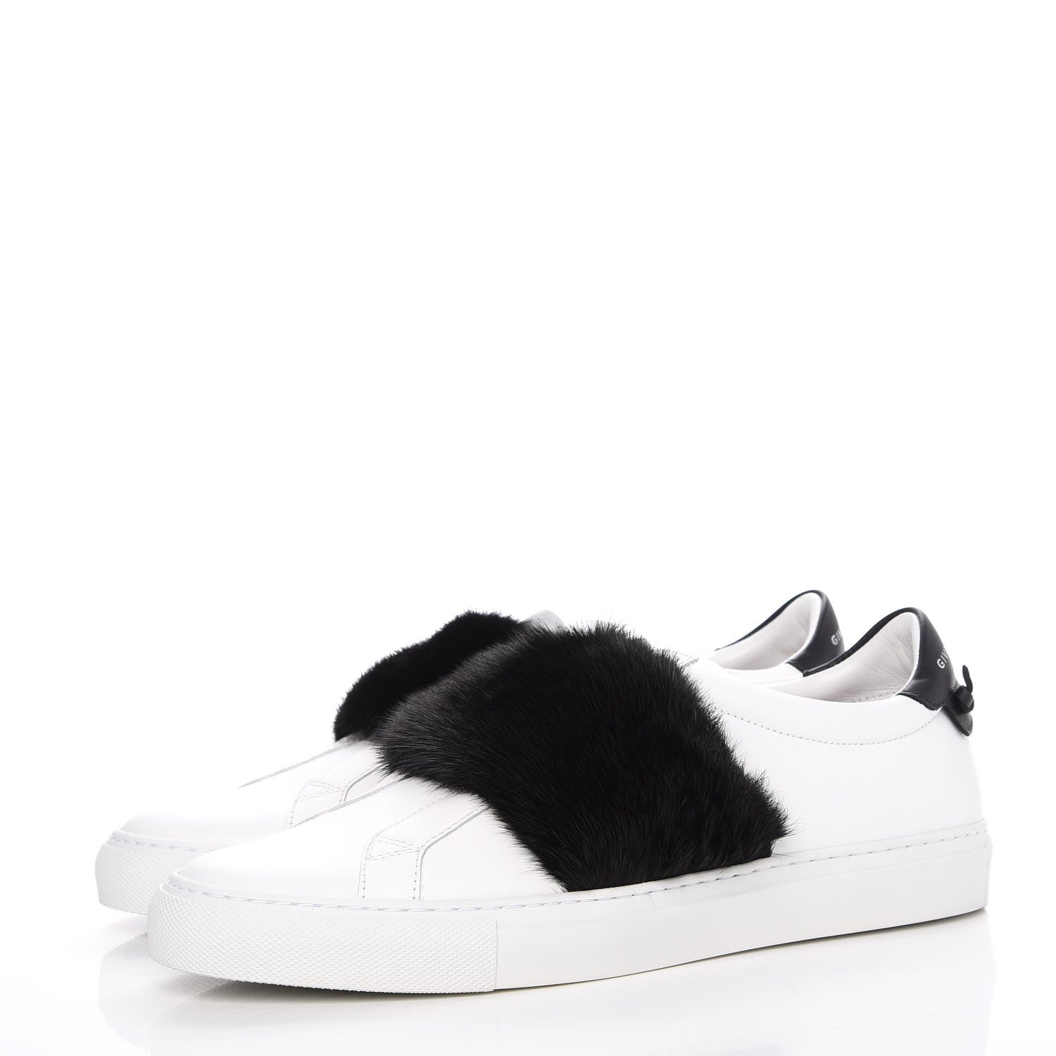 Givenchy Calfskin Mink Fur Womens Urban Street Sneakers 41 White Black 3 of 12