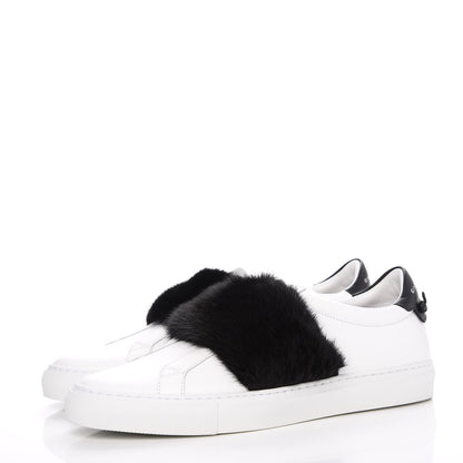Givenchy Calfskin Mink Fur Womens Urban Street Sneakers 41 White Black 3 of 12