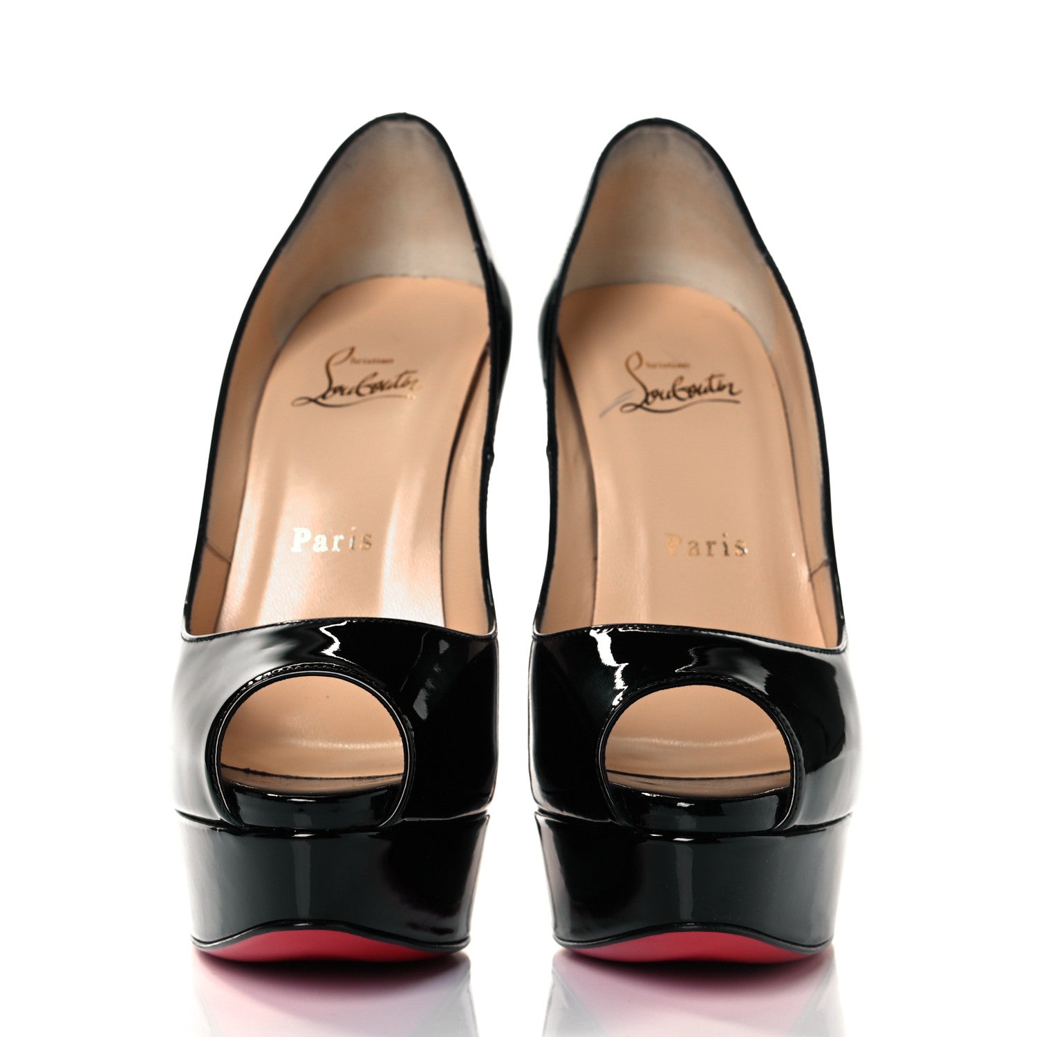 Christian Louboutin Patent Lady Peep 150 Pumps 37 Black 2 of 8