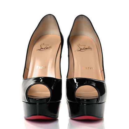 Christian Louboutin Patent Lady Peep 150 Pumps 37 Black 2 of 8