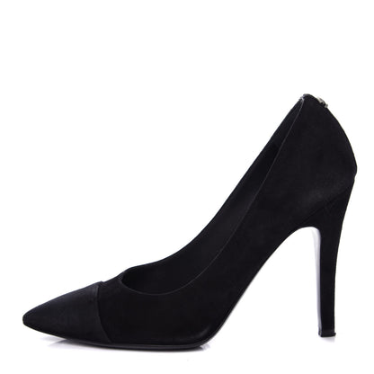 Chanel Suede Cap Toe CC Pumps 36.5 Black 1 of 10