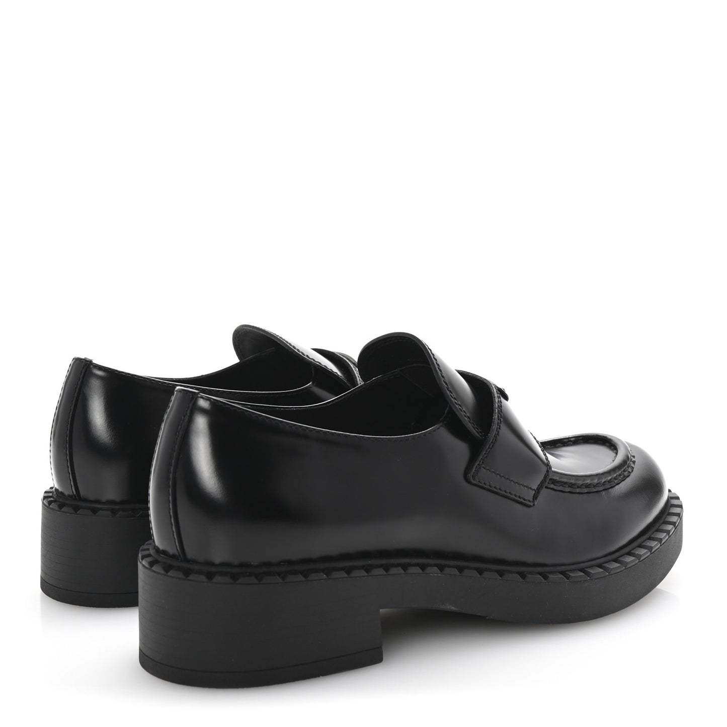 Spazzolato Metal Triangle Logo 50mm Loafers 40.5 Black