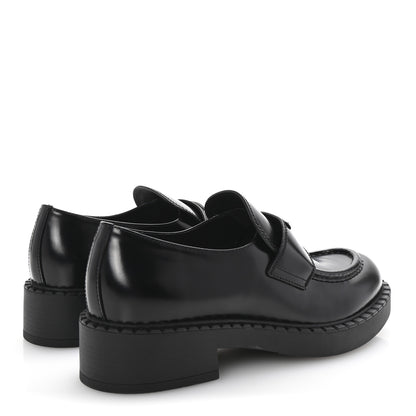 Prada Spazzolato Metal Triangle Logo 50mm Loafers 40.5 Black 5 of 10