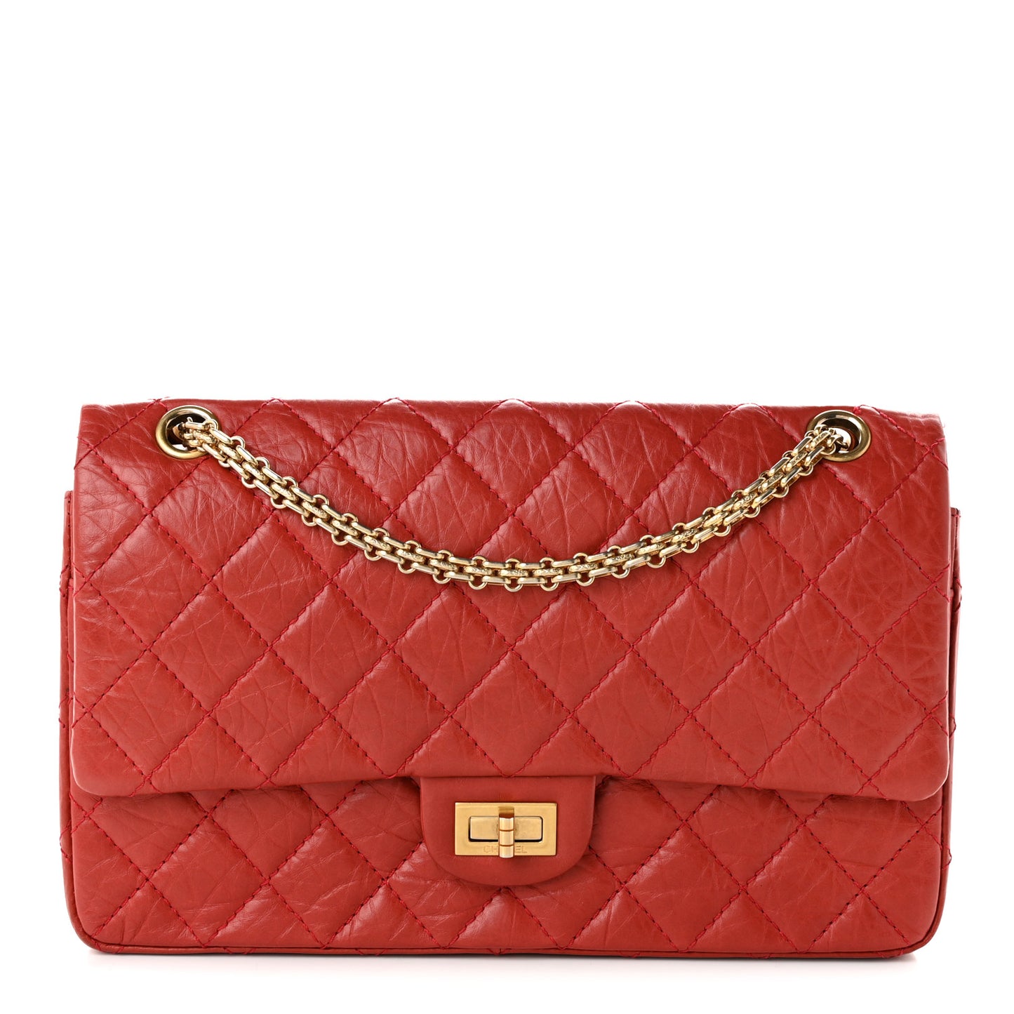 Aged Calfskin Quilted 2.55 Reissue 226 Flap Red