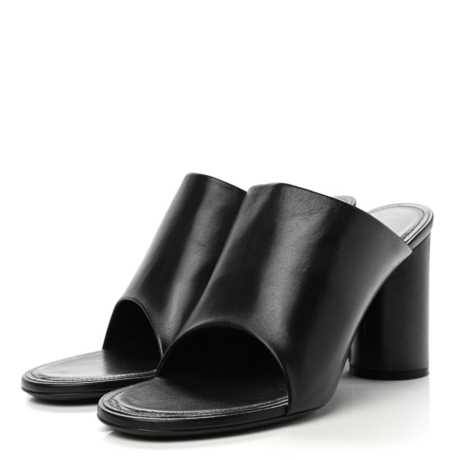 Balenciaga Shiny Sheepskin Oval 90mm Mule Pump 38 Black White 3 of 8