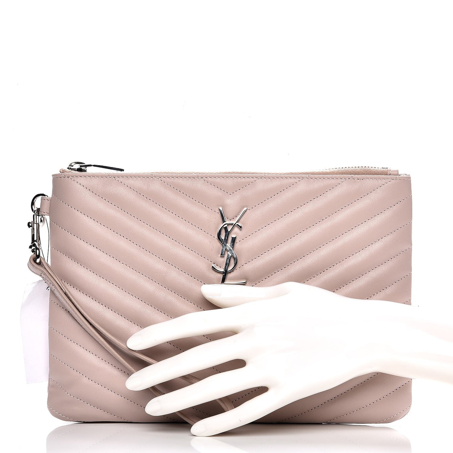 Calfskin Matelasse Chevron Monogram A5 Wristlet Rose Poudre