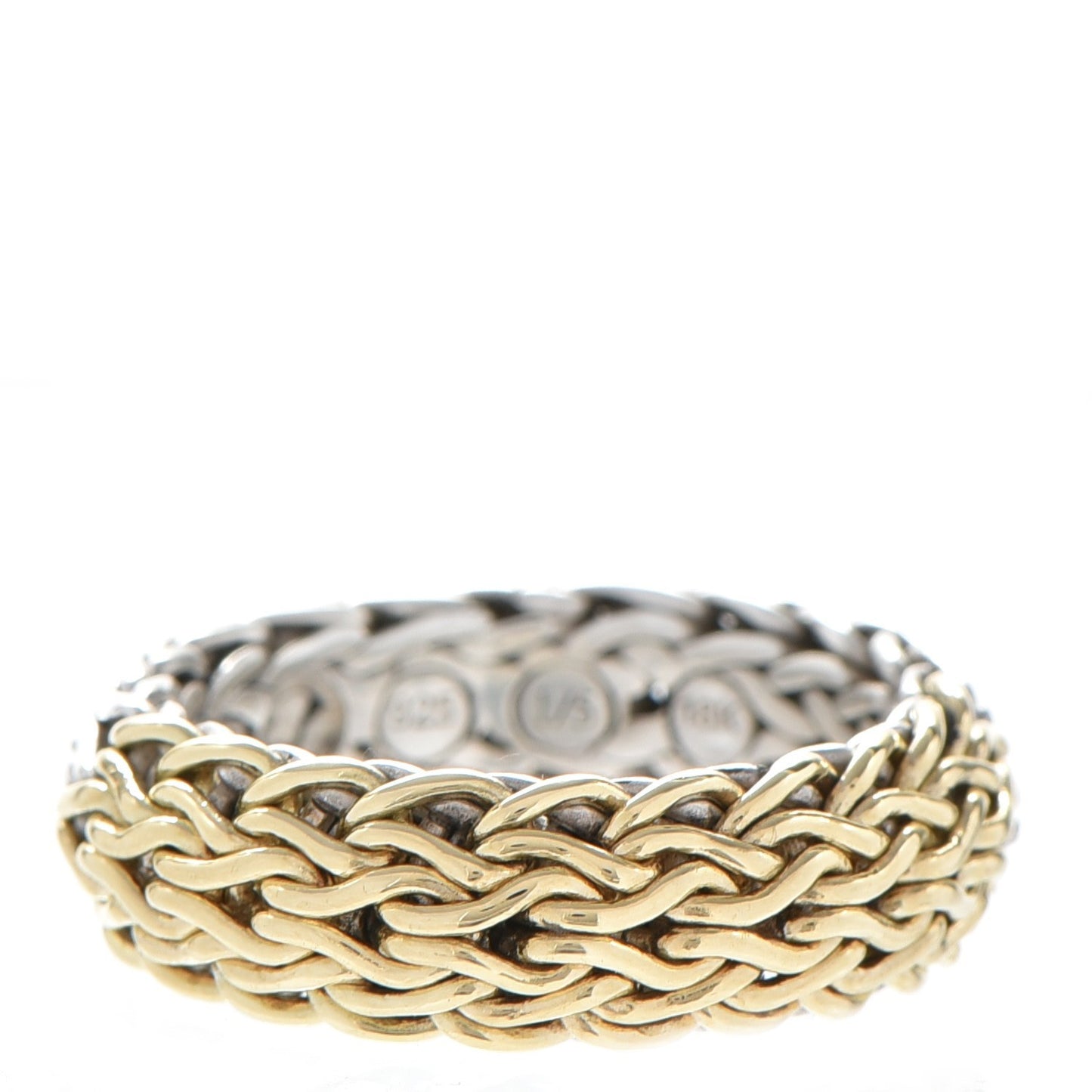 Sterling Silver 18K Yellow Gold Classic Chain Ring 57 8