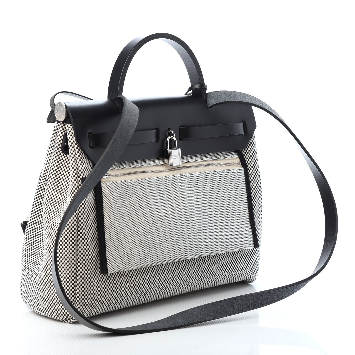 Hermes Vache Hunter Criss Viking Herbag Zip Retourne 31 PM Ecru Black 3 of 9