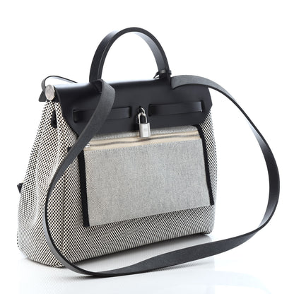 Hermes Vache Hunter Criss Viking Herbag Zip Retourne 31 PM Ecru Black 3 of 9