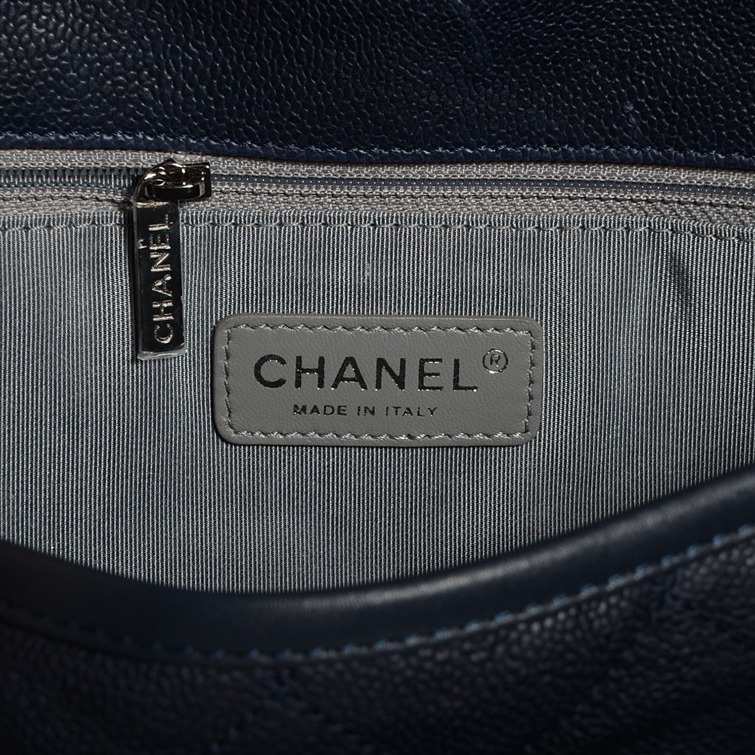 Chanel Caviar Quilted French Riviera Large Flap Navy Blue 7 of 9