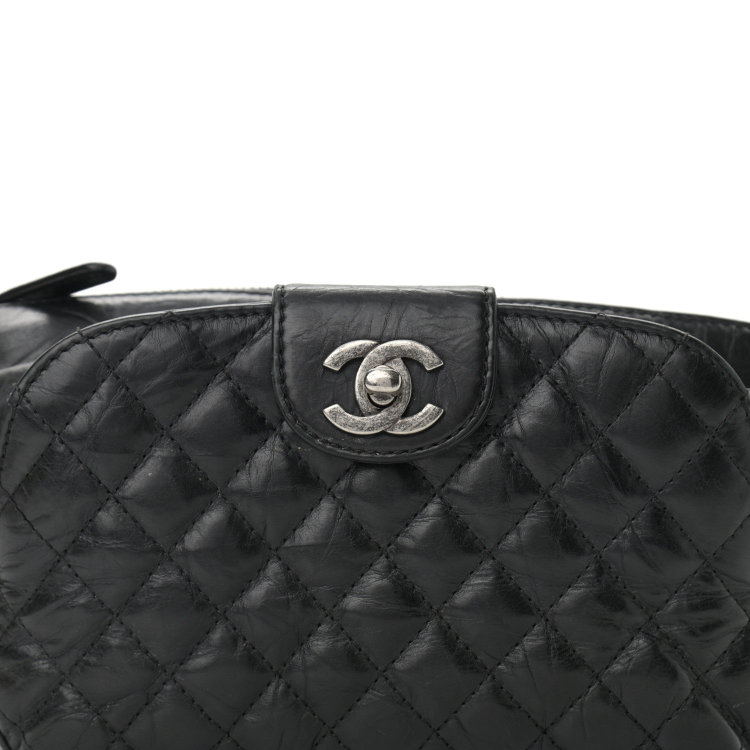 Chanel Crumpled Calfskin Quilted Casual Rock Waist Bag Fanny Pack Black 8 of 10