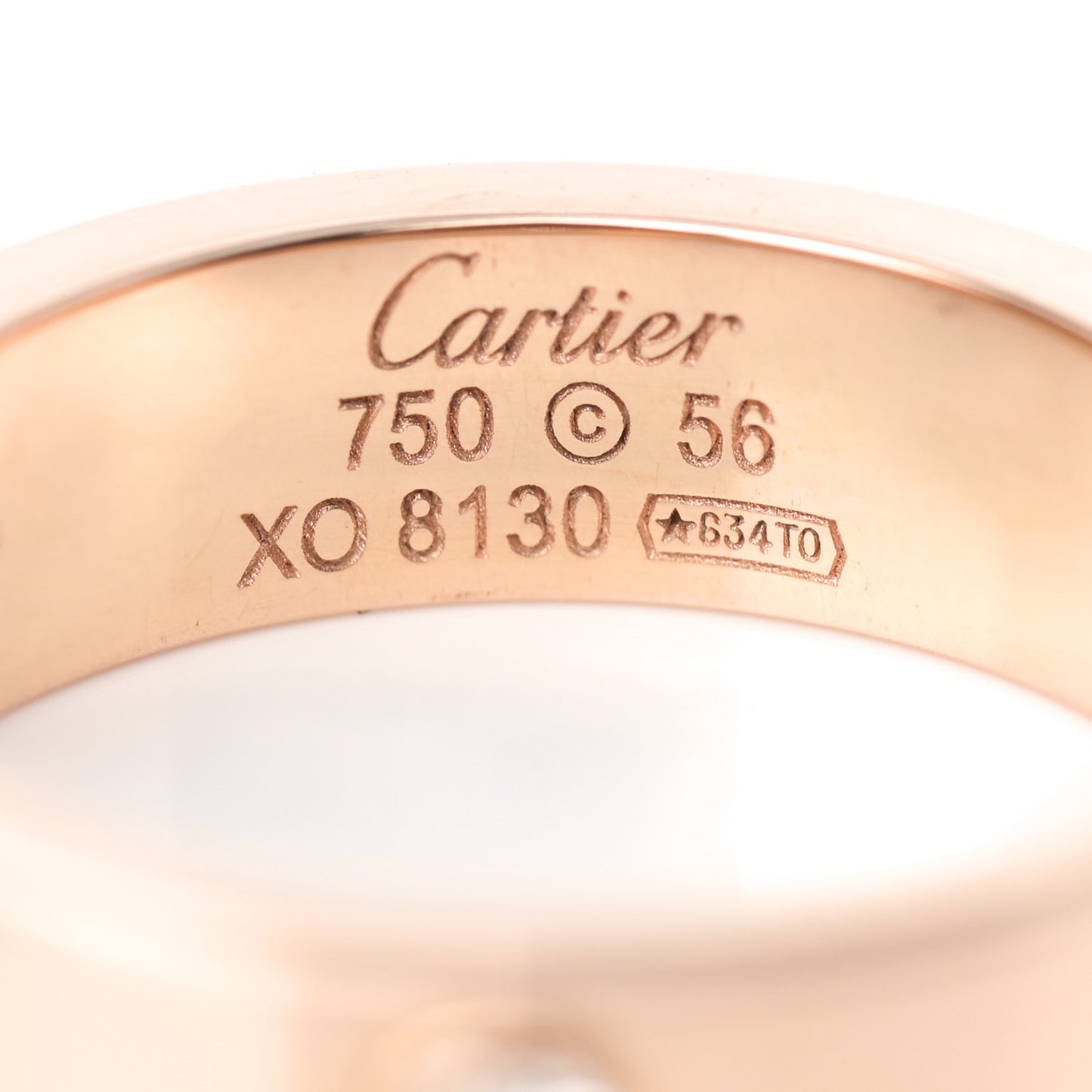 18K Pink Gold 3 Diamond 5.5mm LOVE Ring 56 7.5