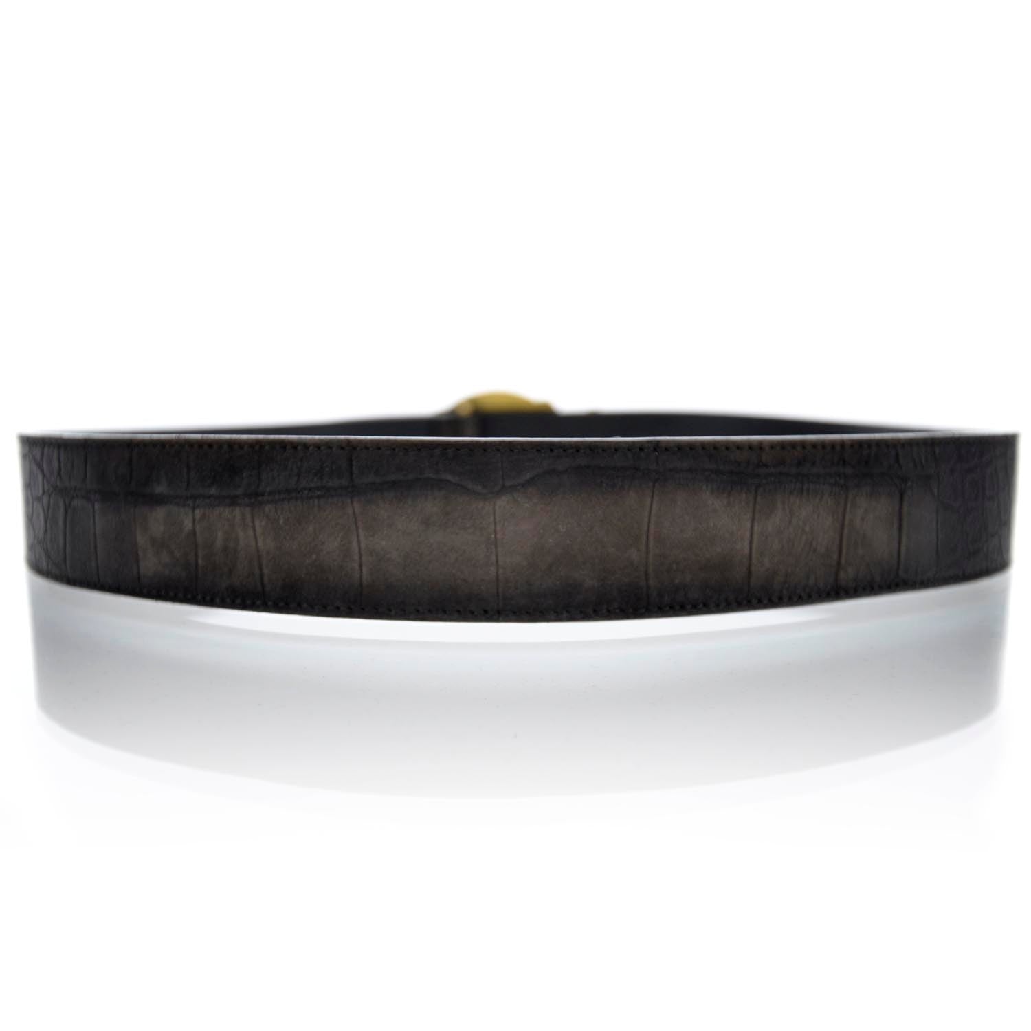 Saint Laurent Mens Crocodile Embossed Nubuck Belt 38 2 of 7