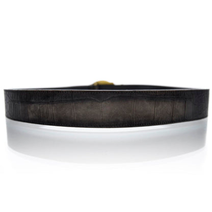 Saint Laurent Mens Crocodile Embossed Nubuck Belt 38 2 of 7