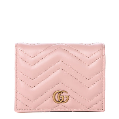 Gucci Calfskin Matelasse GG Marmont Card Case Wallet Perfect Pink 1 of 9