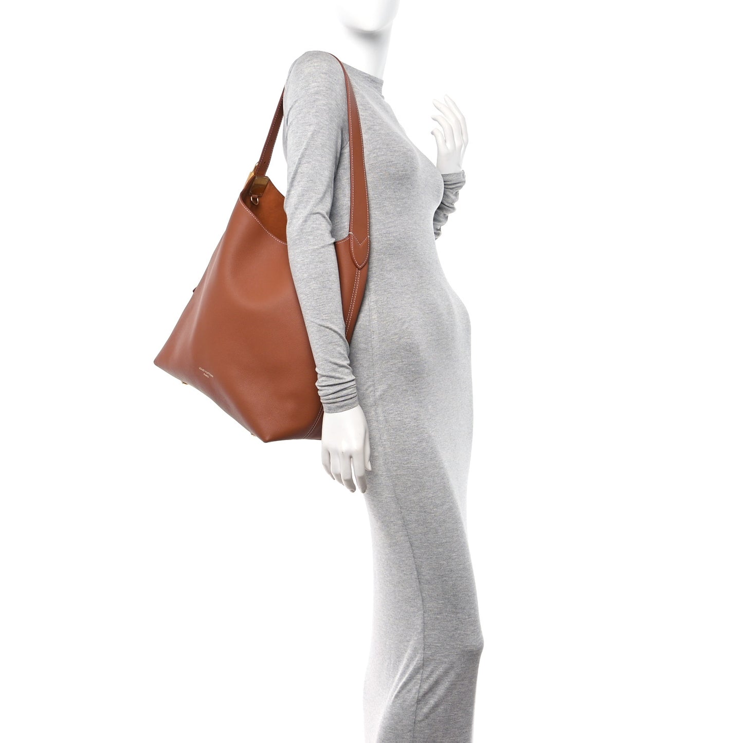 Grained Calfskin Low Key Hobo MM Cognac