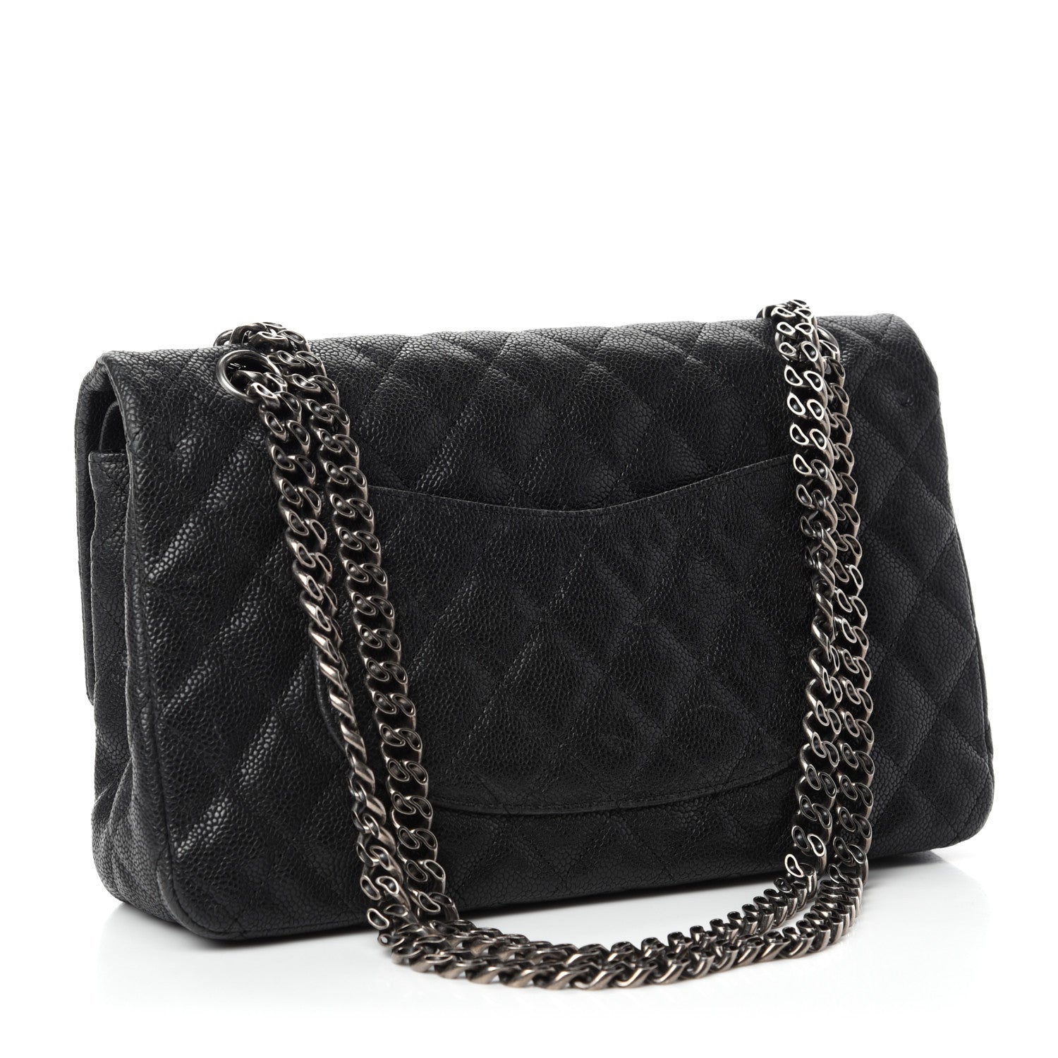 Chanel Washed Caviar Quilted 2.55 Reissue 225 Bijoux Chain Flap Black 3 of 13