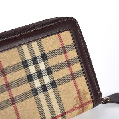 Burberry Haymarket Check Large Travel Zip Around Wallet Chocolate 9 of 10