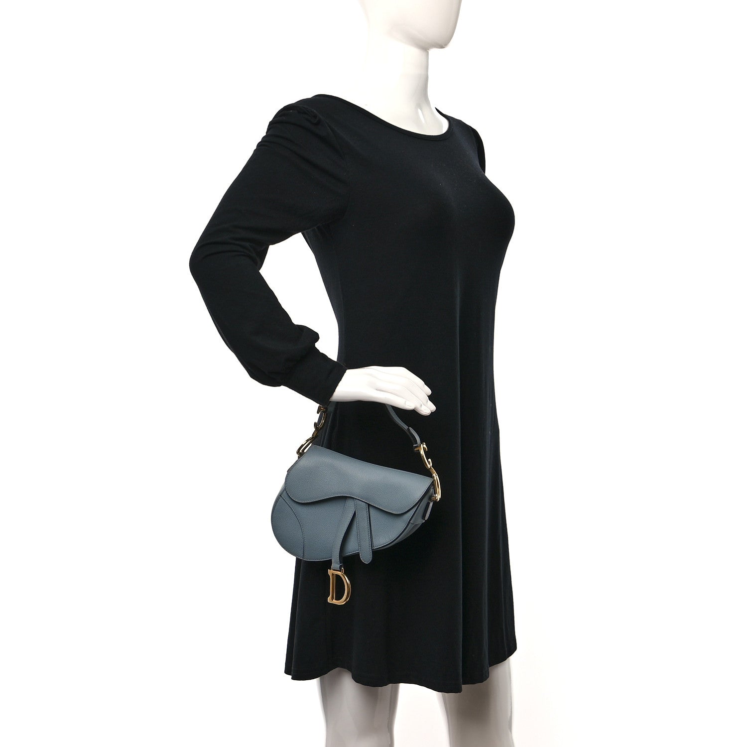 Christian Dior Grained Calfskin Saddle Bag Sky Blue 2 of 9