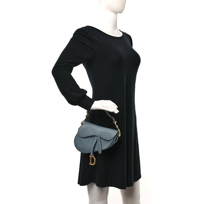 Christian Dior Grained Calfskin Saddle Bag Sky Blue 2 of 9