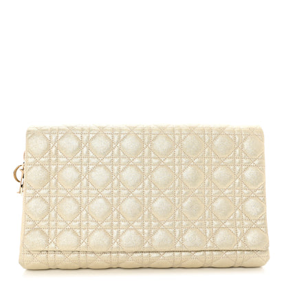 Christian Dior Metallic Goatskin Cannage Flap Clutch Light Gold 1 of 8