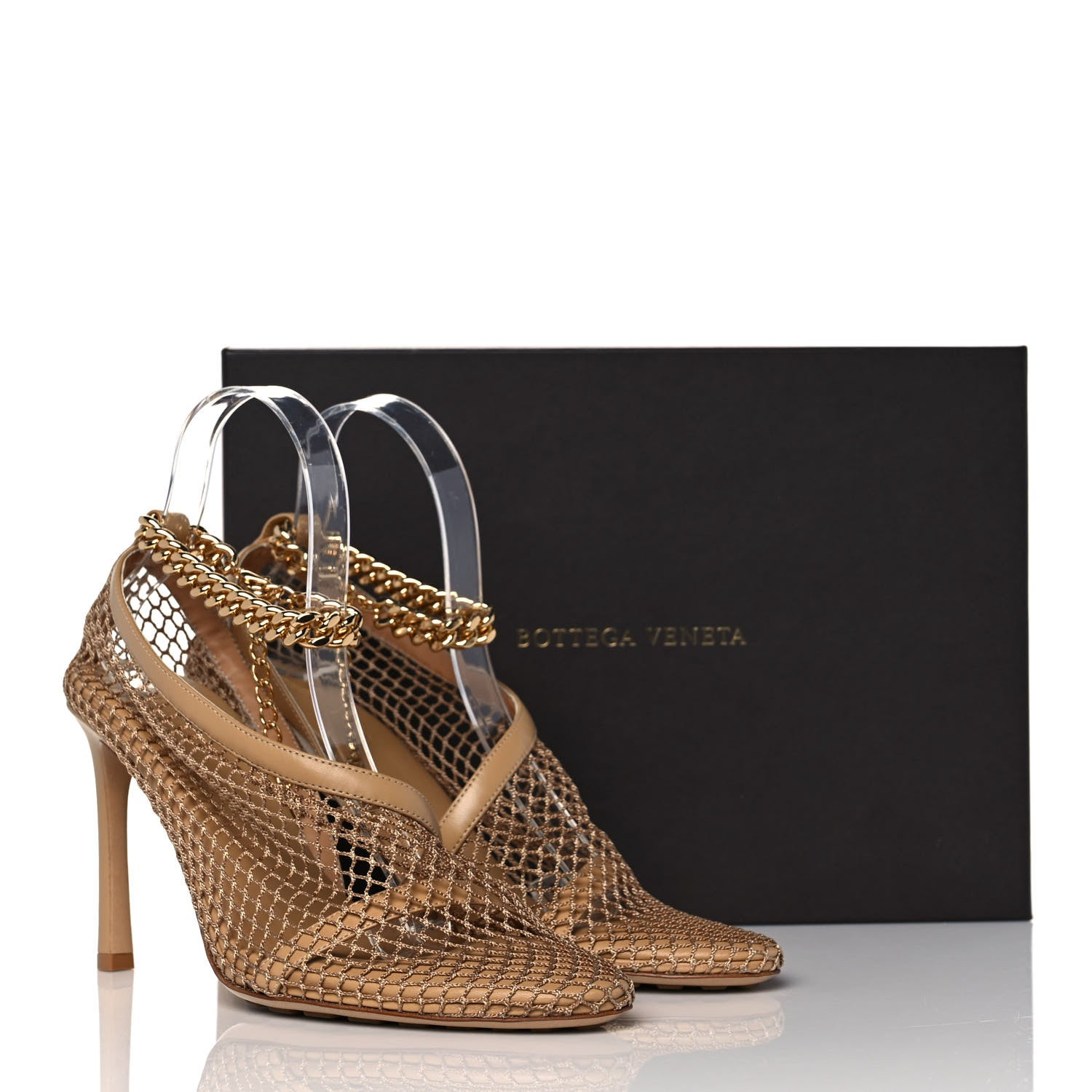 Bottega Veneta Mesh Nappa Chunky Chain Sandals 39 Beige Pony 8 of 8