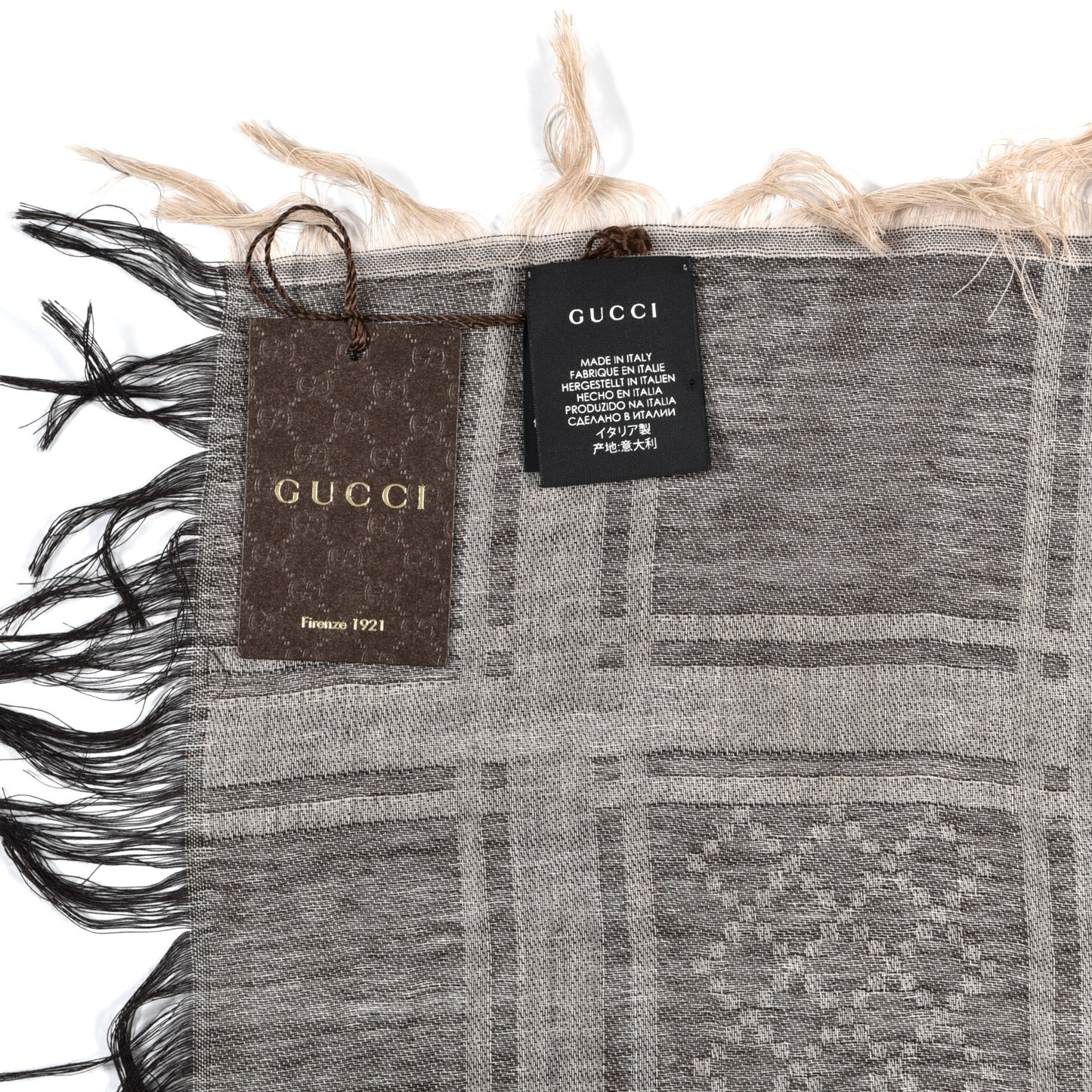 Wool Silk GG Monogram Diamante Cavendish Square Shawl Brown