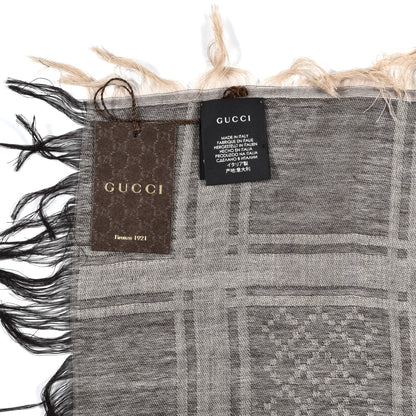 Gucci Wool Silk GG Monogram Diamante Cavendish Square Shawl Brown 3 of 3