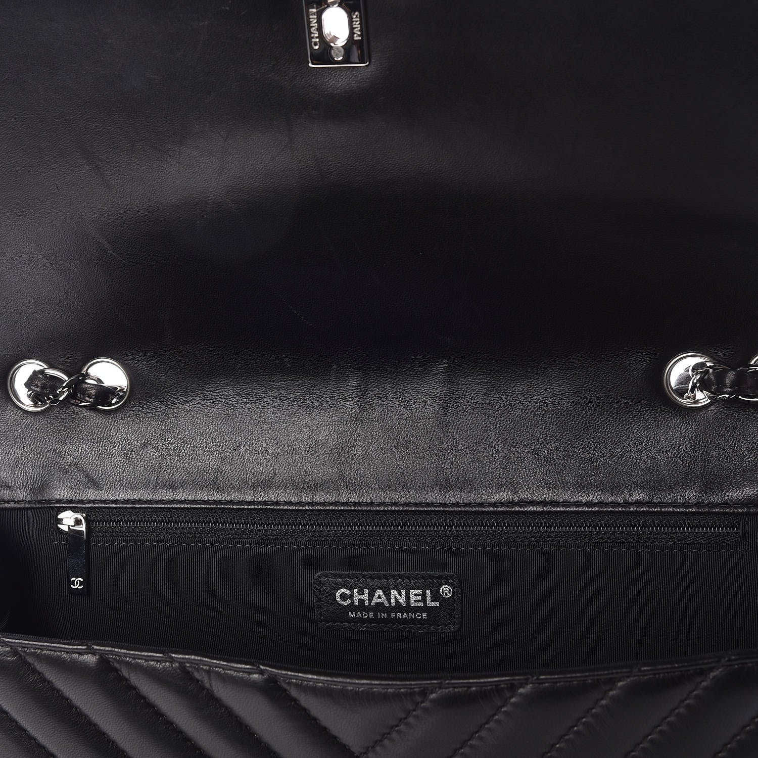 Chanel Lambskin Chevron Quilted Single Flap Black 12 of 12