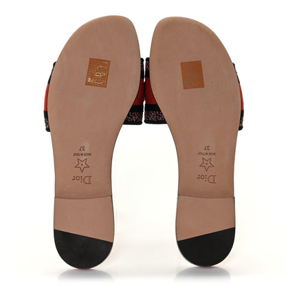 Christian Dior Canvas Tie Dye Embroidered Dway Slide Sandals 37 Red 5 of 8