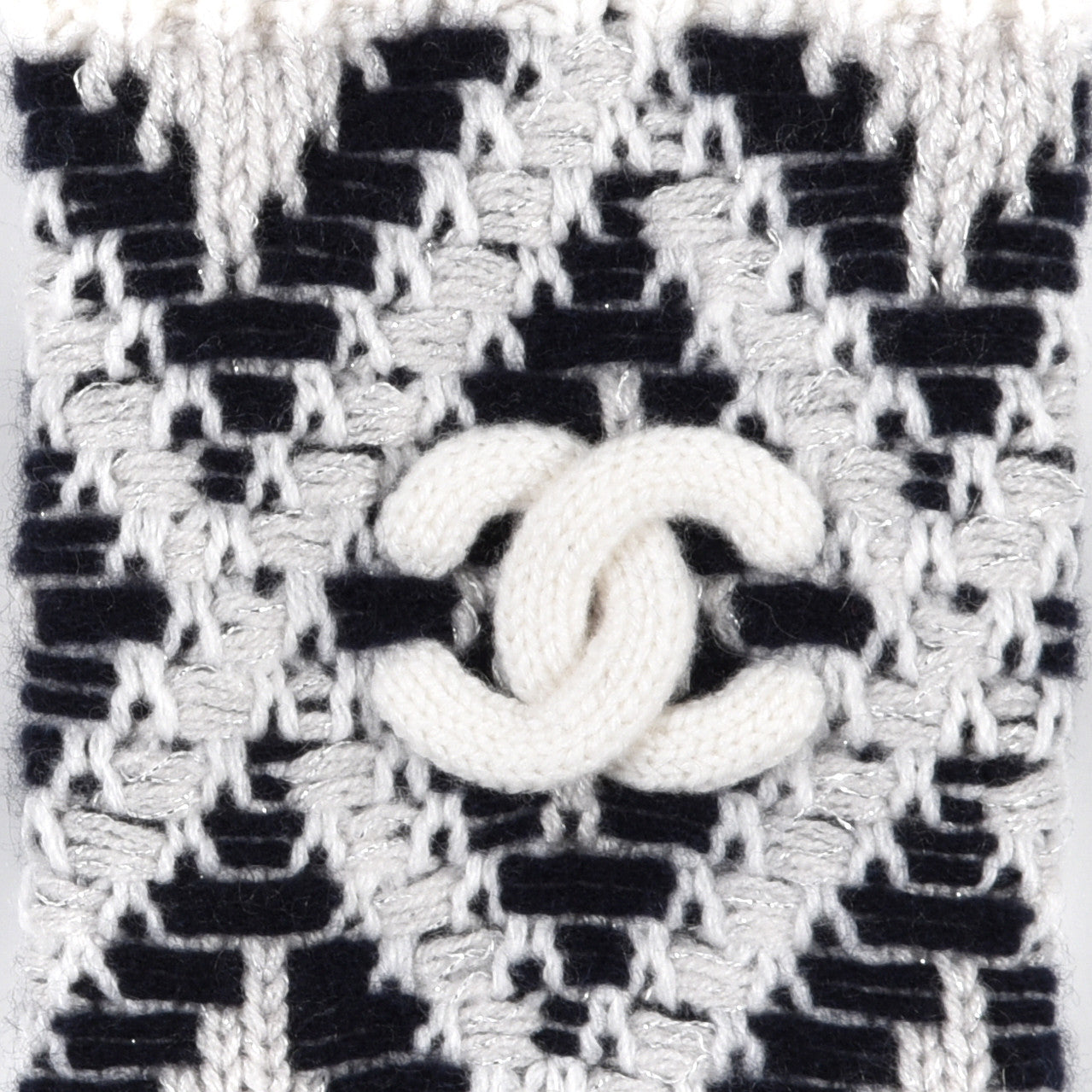 Cashmere Blend CC Fingerless Gloves Beige White Black