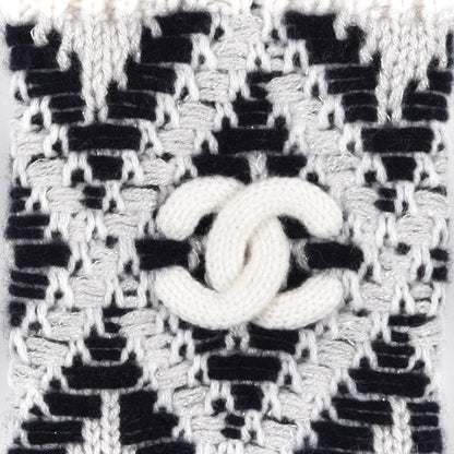 Chanel Cashmere Blend CC Fingerless Gloves Beige White Black 3 of 5