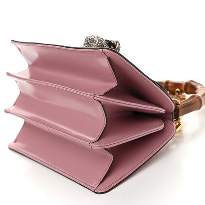 Gucci Calfskin Bamboo Crystal Mini Thiara Top Handle Bag Carmine Rose Gold 9 of 10