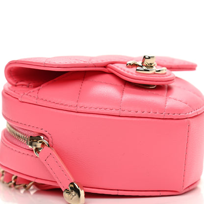 Chanel Lambskin Quilted CC In Love Heart Waist Belt Bag With Chain Pink 9 of 11