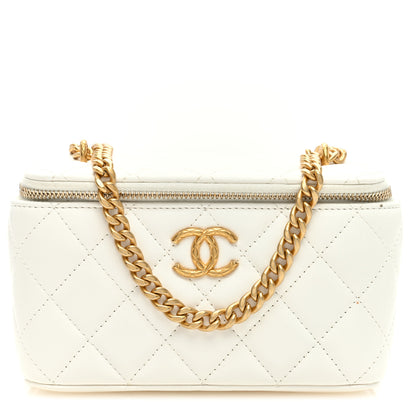 Chanel Lambskin Quilted Small Pillow Crush Vanity Case With Chain White 1 of 11
