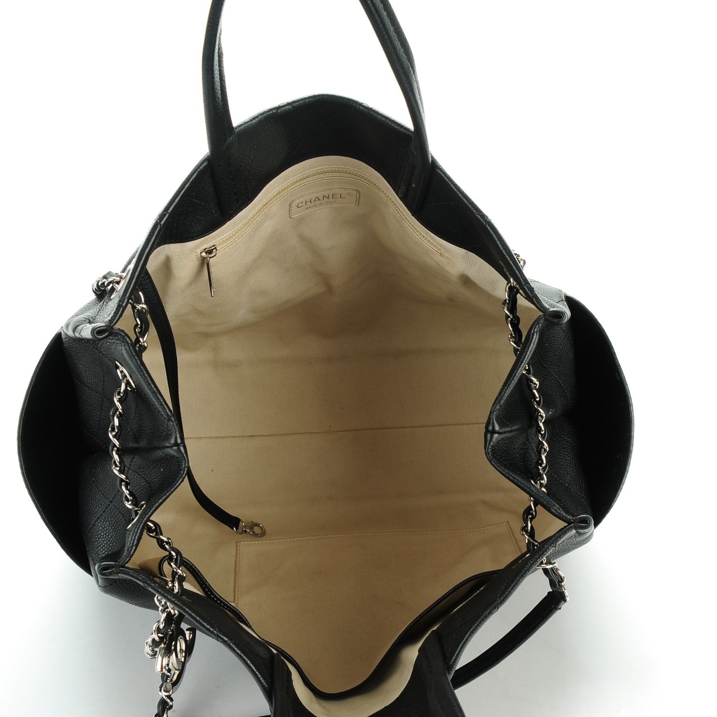 Grained Calfskin CC Pocket Tote Black