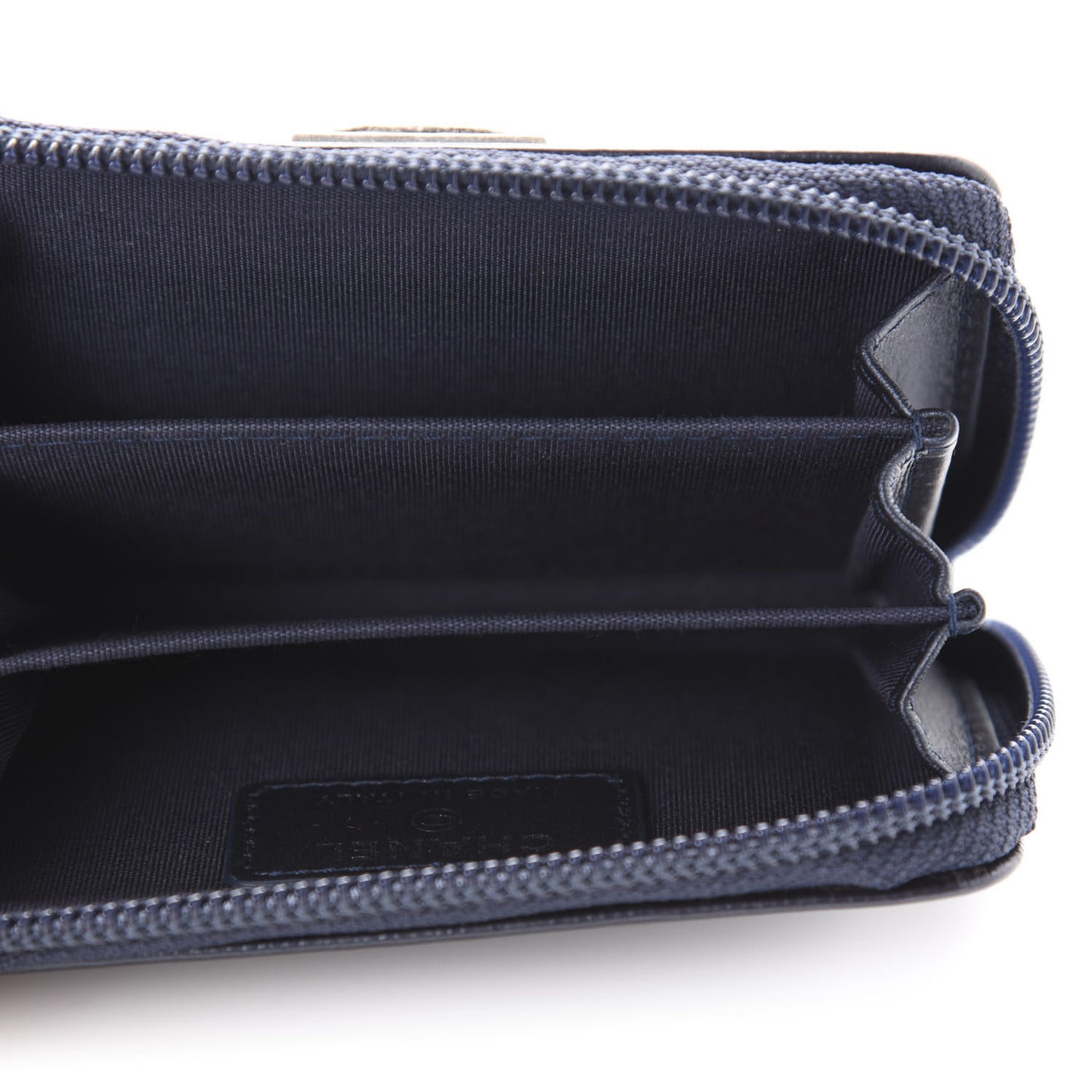 Caviar Quilted Boy Zip Around Coin Purse Wallet Navy