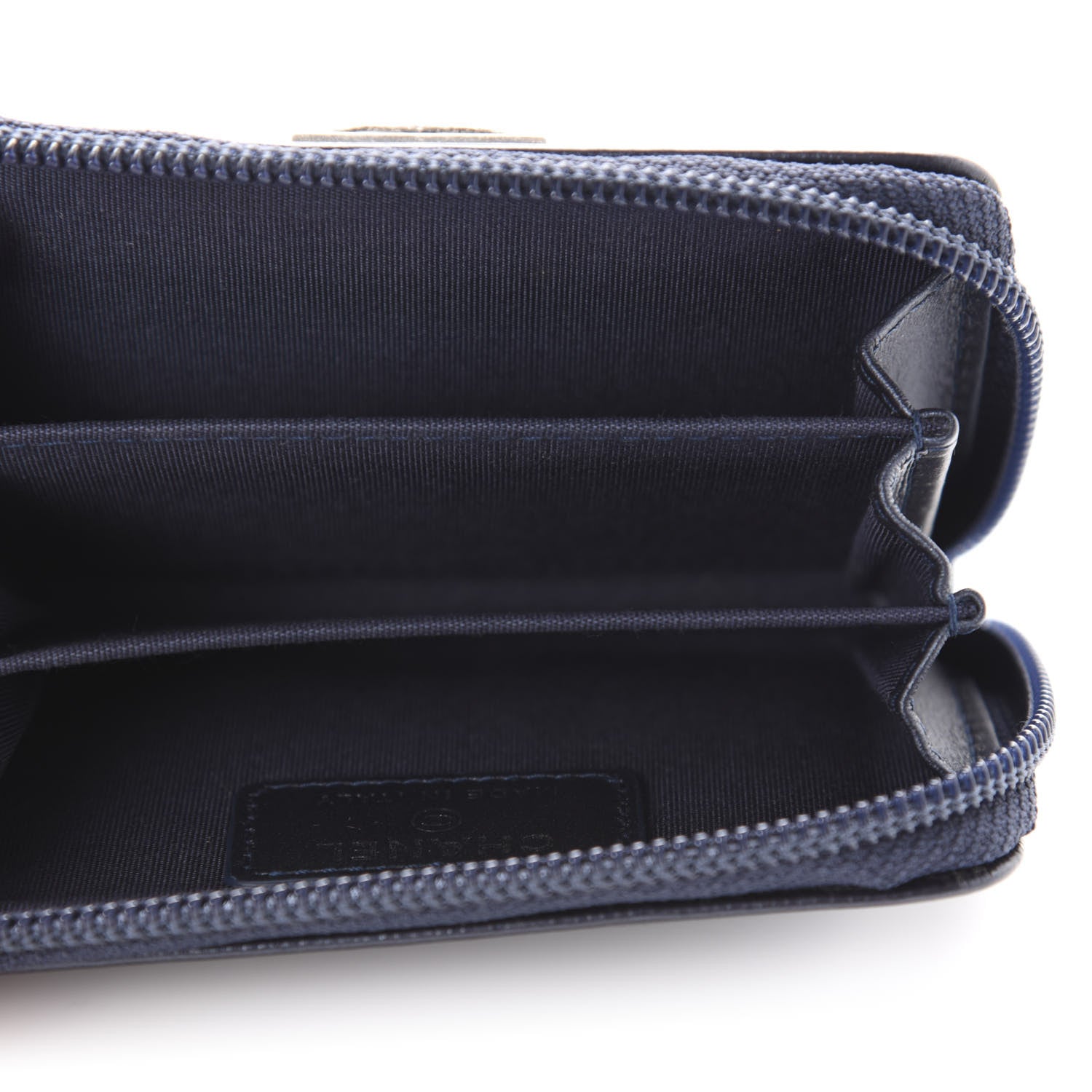 Chanel Caviar Quilted Boy Zip Around Coin Purse Wallet Navy 4 of 9