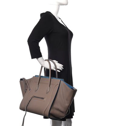 Celine Supple Calfskin Medium Phantom Luggage Khaki Cobalt Trim 2 of 11