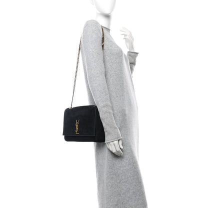Saint Laurent Smooth Calfskin Suede Medium Reversible Monogram Kate Satchel Black 2 of 13