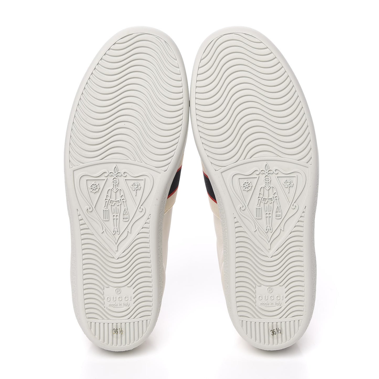 Calfskin Stripe Womens New Ace Sneakers 36.5 New Mystic White Ecru Red Flame