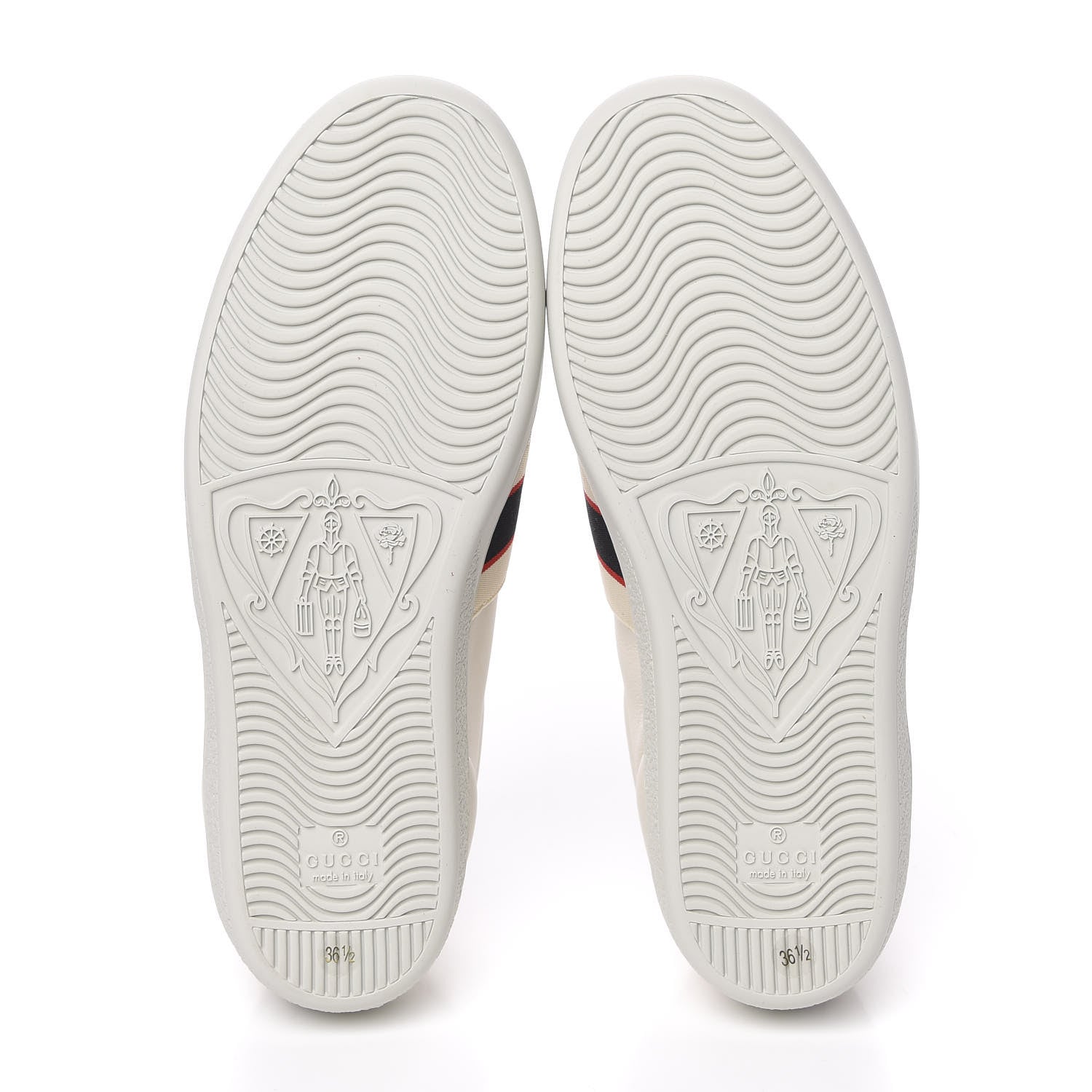 Gucci Calfskin Stripe Womens New Ace Sneakers 36.5 New Mystic White Ecru Red Flame 5 of 10