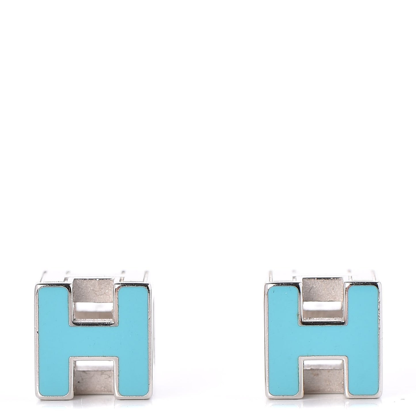 Palladium Lacquered Cage d'H Earrings Bleu Atoll