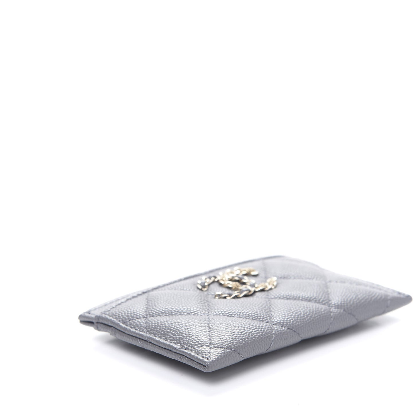 Caviar Quilted French New Wave Card Holder Grey