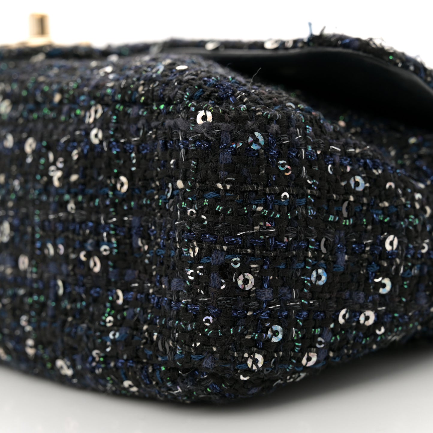 Tweed Medium Pearl Handle Flap Black Ecru