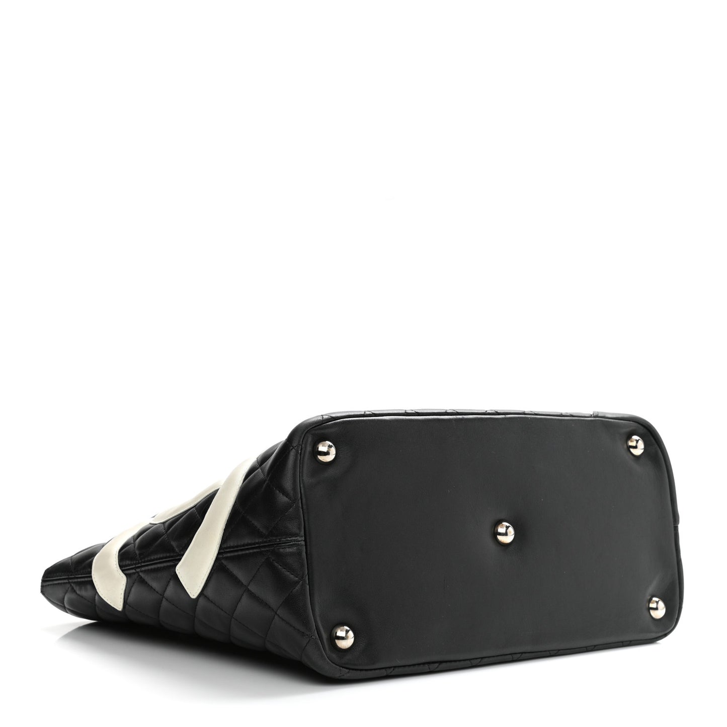 Calfskin Quilted Large Cambon Tote Black White